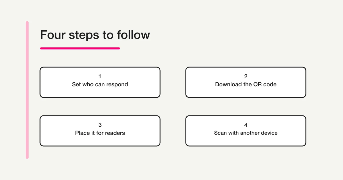 Microsoft Forms QR workflow: check who can respond, download the QR PNG, share or print it, and scan-test the live form