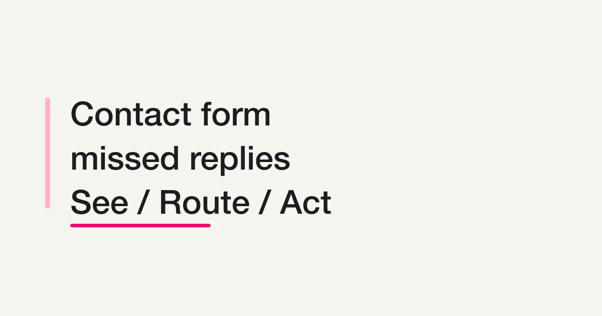 Contact Form Operations: Prevent Missed Replies with See / Route / Act